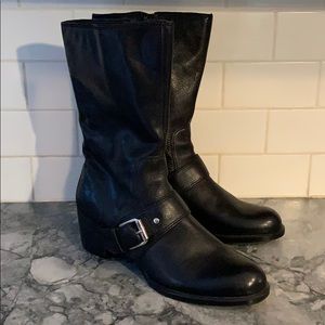 Nine West Black Leather Biker Style 3/4 Boots